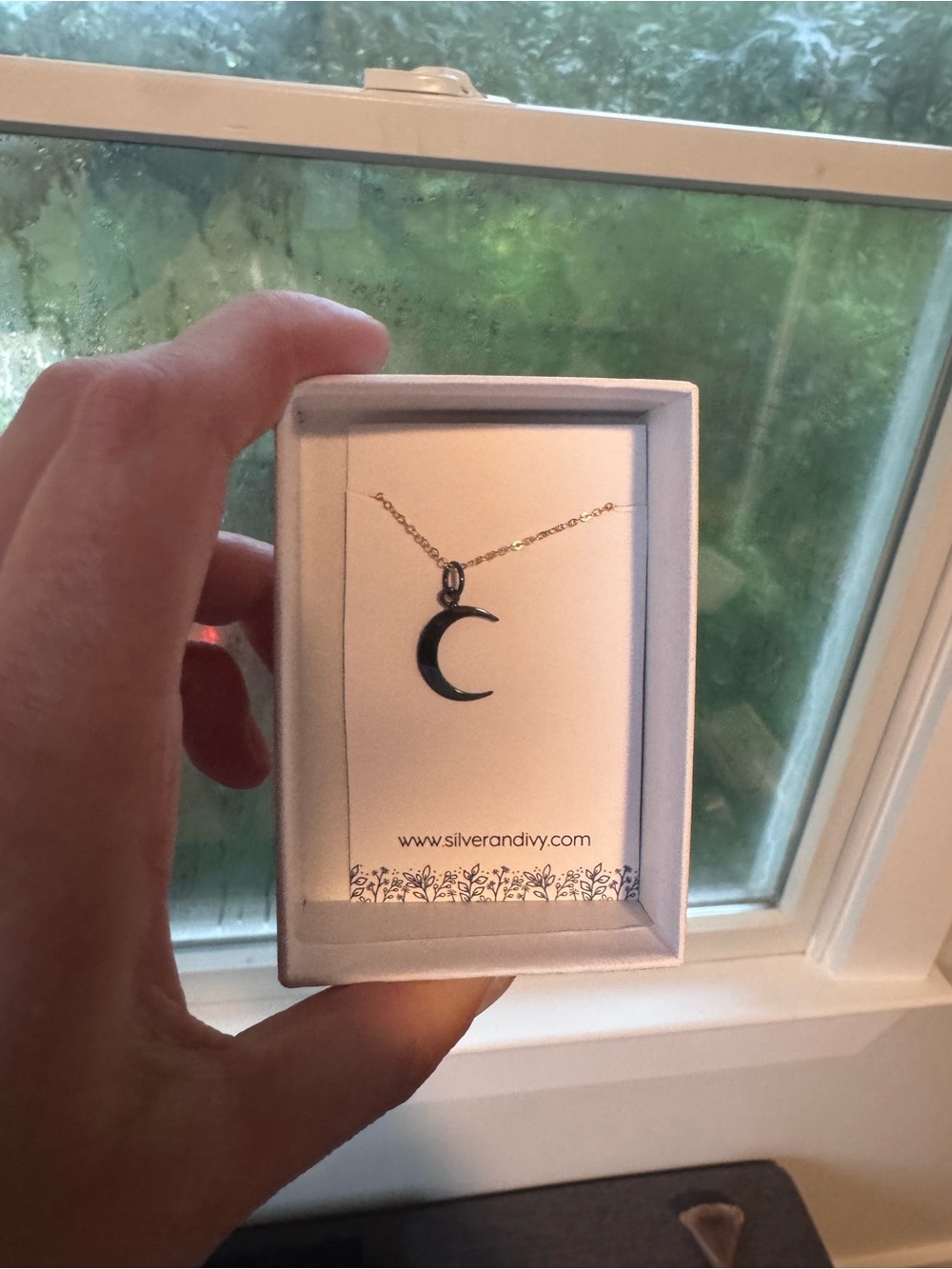 NIB Silver and Ivy Crescent Moon Necklace